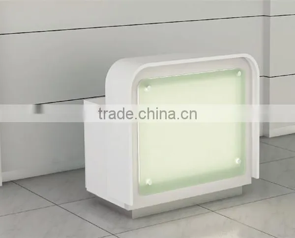 Cloth shop glass reception desk with LED light inside                        
                                                Quality Choice