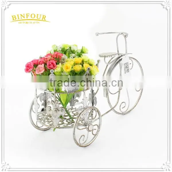 Metal White Round Holder Gardening Flower Pot photo-4