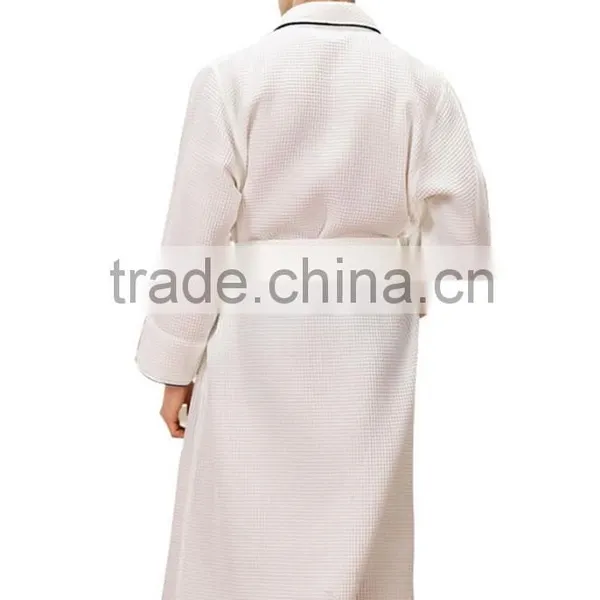 Spring And Autumn Men's Robe Long Sleeved 100% Cotton Plaid And Geometric Pattern Gown Bathrobe Bathrobes Male photo-3