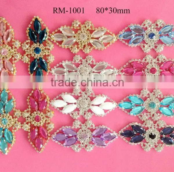 2016 New Rhinestone Applique Sash for Bridal Wedding Dress Hair Accessory 22 Stock Colors(RM-1001)