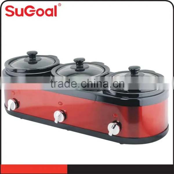 Electric Panel SS Body 3 in Line Industrial Slow Cooker photo-2