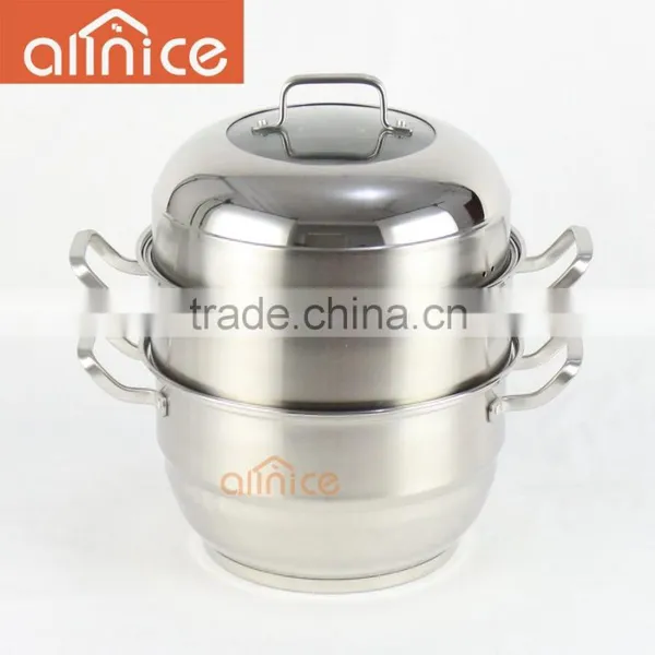 High Quality 28/30/32cm 2 Layers Stainless Steel Steamer Pot for Cooking With Aluminum Capsulated Bottom photo-2