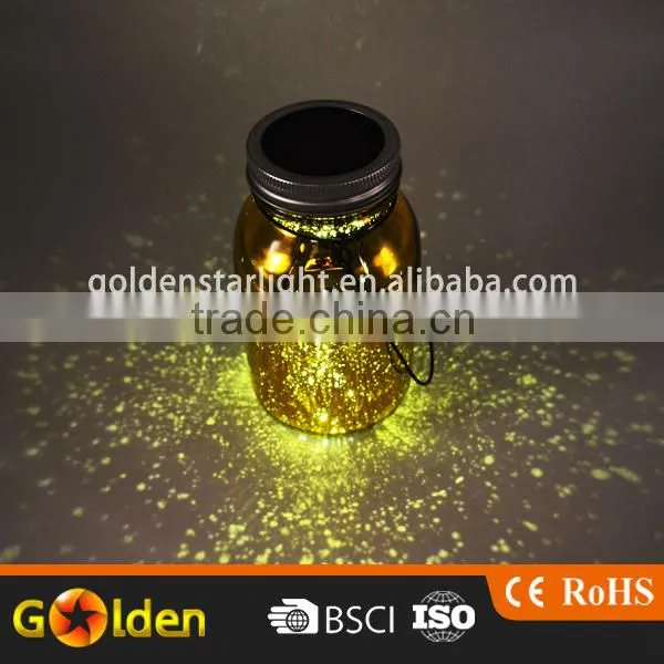 Wedding Novelty Deco Frendly Hanging Sun Glass Mosaic Jar Led Solar Lamp