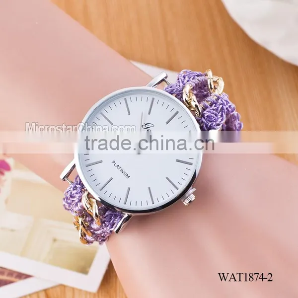 New Classic Geneva Ethnic Braided Analog Nailed Chain Watch photo-3