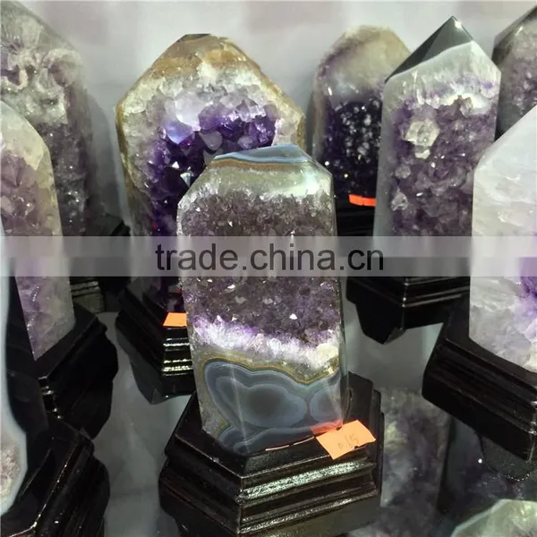 Natural Rock Amethyst Geode Cluster Wand Point Crystal Pillars photo-2