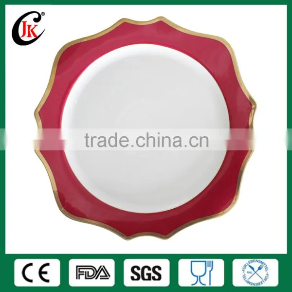 Elegant Rimmed Gold Ceramic Charger Plate for Wedding photo-2