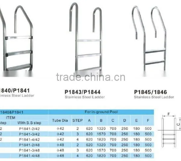 P1840 Extendable Swimming Pool Stainless Steel Ladder With Plastic 2/3/4 Steps for In-ground Pool photo-4