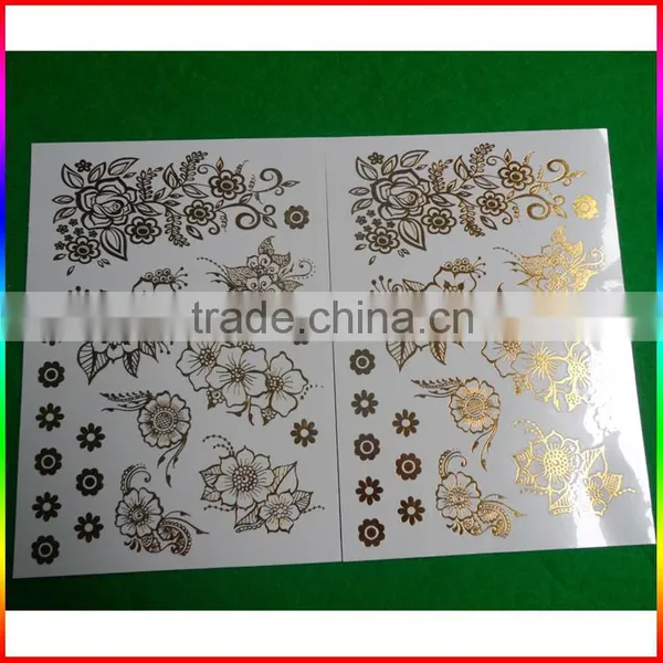 Metallic Gold Flowers Tattoo/flash Tattoo Sticker photo-2