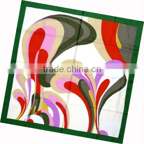 Lady's Fashion Print Square Twill Silk Scarves