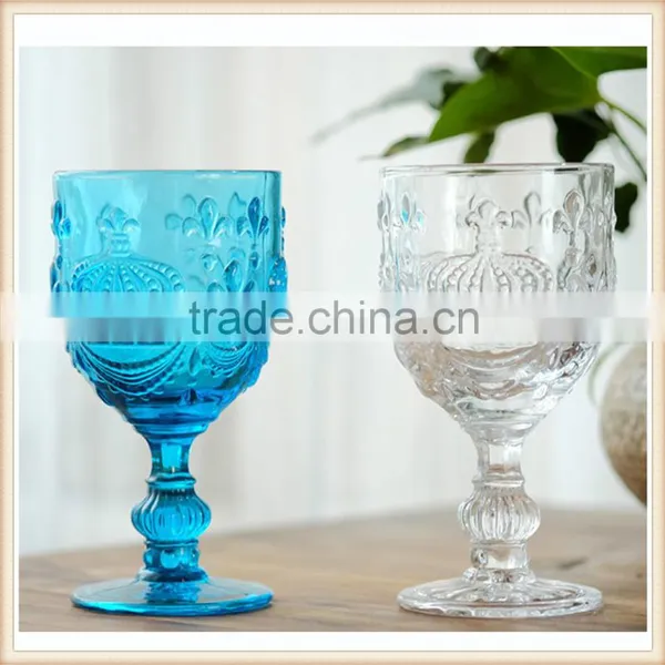 Embossed Thick Short Stem Wine Glass
