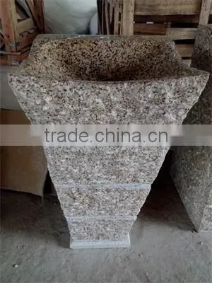 Peach Wooden Color Exellent Quality Marble Stone Bathroom Wash Basins photo-6