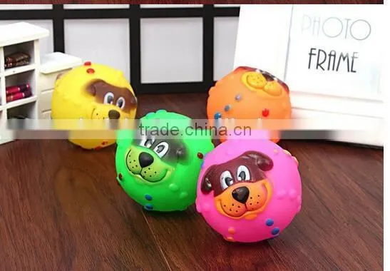 CY190 Various Colours Lovely Face Molar Dog Ball With Squeaker Sound Puppy Pet Dogs Chew Toy photo-3