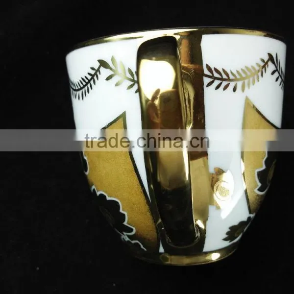 Fine China Electric Porcelain Tea Cup and Saucer Set Golden Printing Cup and Saucer Cheap photo-5