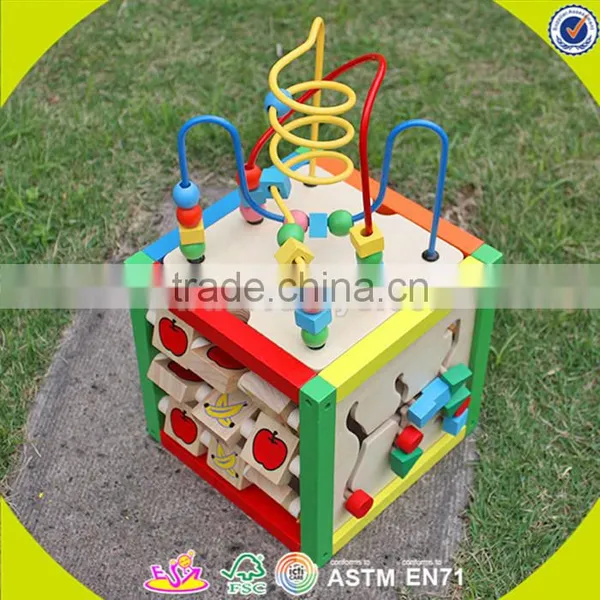 Wholesale Design Funny Cubic Wire Bead Toy,multi-function Wooden Cubic Wire Bead Toy for Kids,wooden Bead Toy W11B060 photo-4