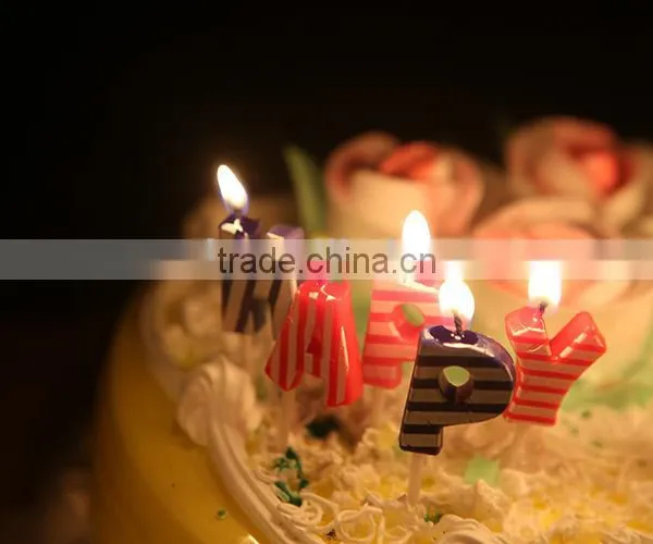Point and Stripe Coloured English Character Shape Happy Birthday Candle photo-3
