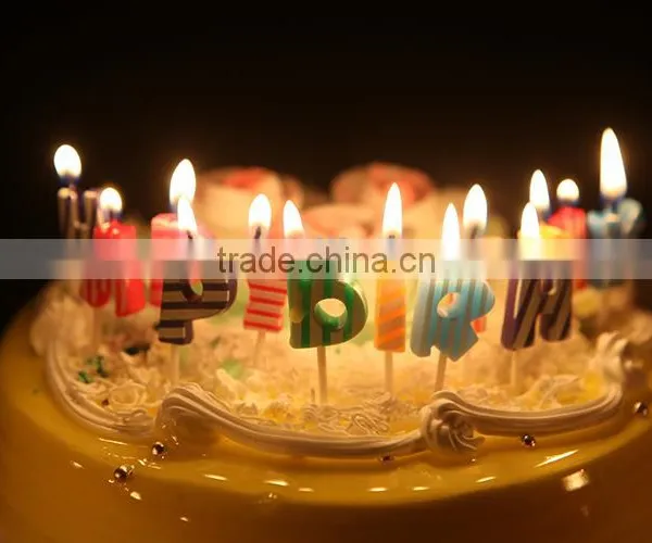 Point and Stripe Coloured English Character Shape Happy Birthday Candle photo-4