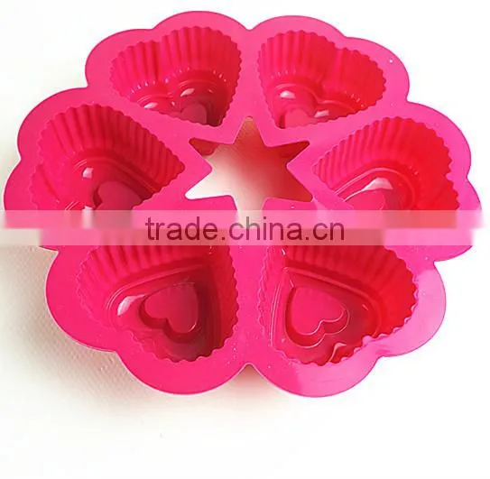 11052 Six Holes Heart Shaped Cake Mould Silicone Mould photo-4
