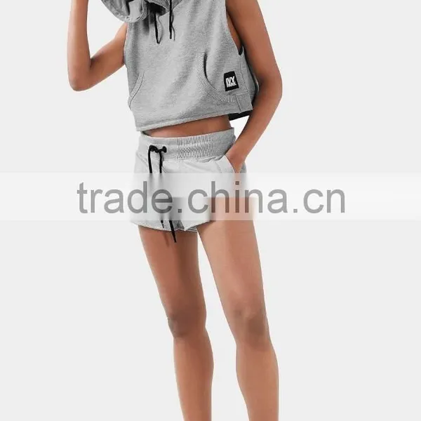 Wholesale Custom Made in China Blank Pullover Sleeveless Cropped Hoodie Sweatshirts photo-4