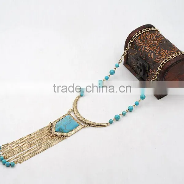 Alloy Gold Color Bead Sweater Necklace for Lady photo-3
