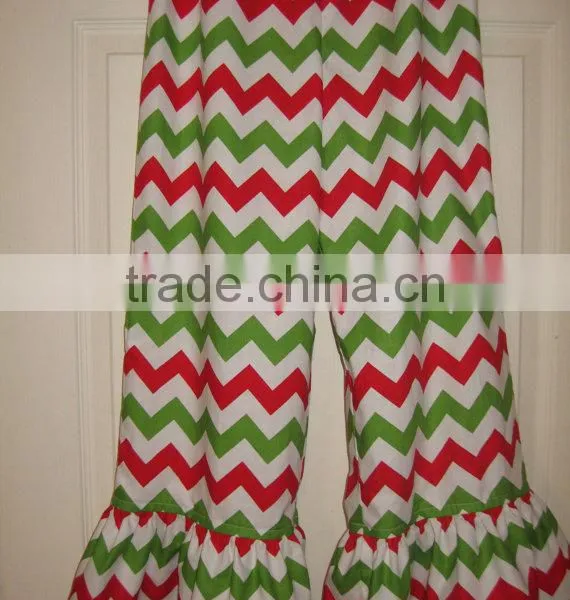 High Quality Wholesale Kids Casual Pants Lovely Chevron Ruffle Leggings Cotton Baby Girls Cotton Trousers photo-2