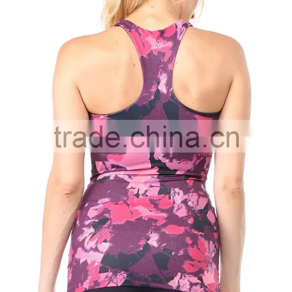 Wholesale Women's Yoga Dazed Floral Racerback Tank Top Racer Back Gym Wear photo-3