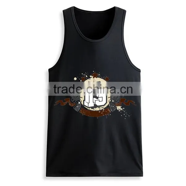 Custom Printed Design Bulk Mens Fitness 95% Cotton 5% Spandex Tank Top photo-2