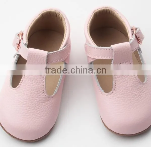 Skidproof Genuine Leather Popular T-bar Baby Leather Shoes Soft photo-3