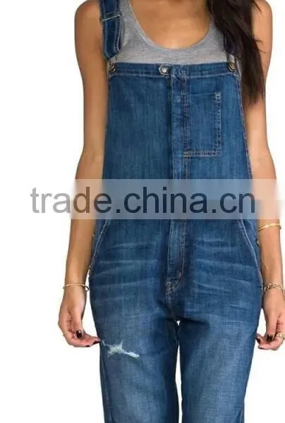 Runwaylover EY0635P Hot Sale 2017 Ladies Fashion Hole Denim Overalls photo-5