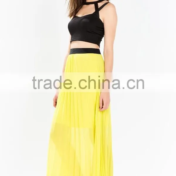 Partially Lined Perfect Pleated Long Skirt Sexy Chiffon Maxi Skirts photo-6