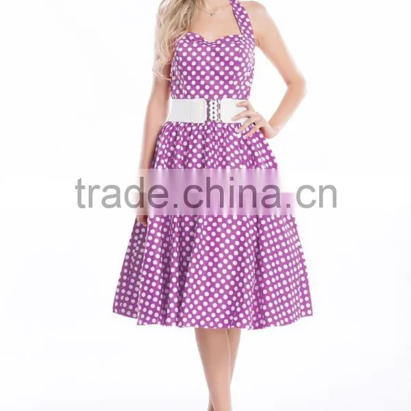 Women's Vintage Rockabilly Swing 1950's Evening Party Dress With Belt photo-3
