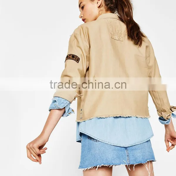 Buy Jackets Online Ladies Light Short Cotton Overshirt Military Jacket photo-3