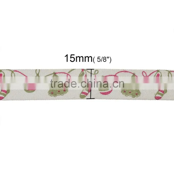Wholesale Handmade DIY Craft Multicolor Christmas Tree Bells Pattern Cotton Sewing Ribbon photo-3