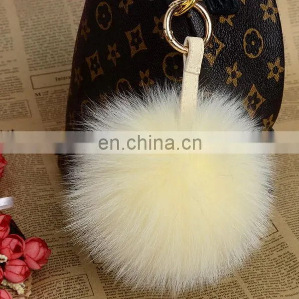 Multicolor Fox Fur Pom Pom Keychain photo-2