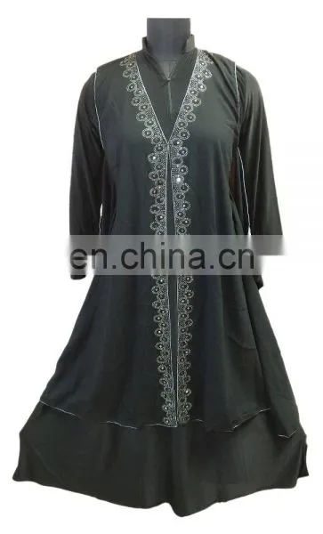Black Color Casual Wear Silver Diamond Stone Work Islamic Wear Burkha Abaya Designs 2017 (dubai Abaya 2017) photo-4