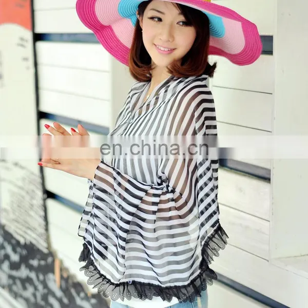 2015 Fashion Design Polyester Chiffon Summer Raglan Sleeves Pashmina(PP535CL-P) photo-2