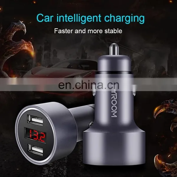 Mobile Phone C-M215 5V 2.1A Aluminum Alloy Dual USB Ports Smart Car Charger With Micro USB to USB Charger = photo-3