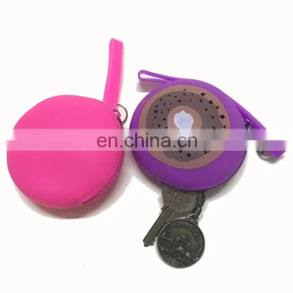 Women Gender Round Key Bags Customized Plain Silicone Coin Purse Wallets photo-6