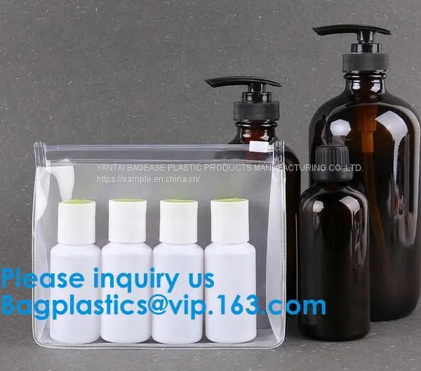 Pvc Makeup Cosmetic Bag Resealable PVC Slider Zip Poly CPE Material, Makeup Mini Clear PVC Cosmetic Bag photo-2