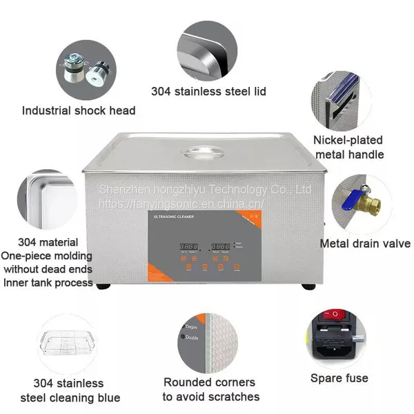 FanYing Ultrasonic Cleaner 22L 900W Digital Timer Adjust Temperature Degas For Bath Jewelry Glasses Watch Industrial Parts photo-5