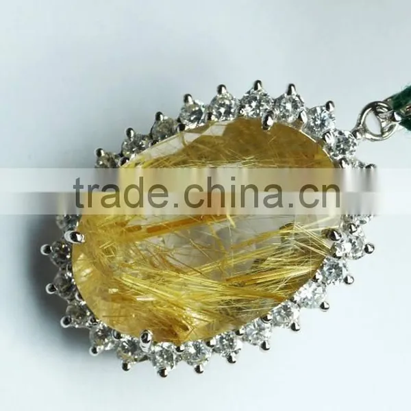 Golden Rutile Quartz 925 Sterling Silver Pendants photo-2