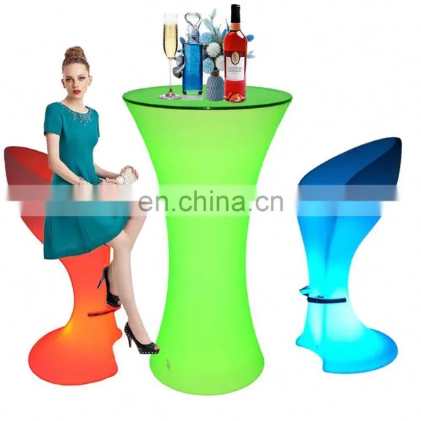 Round Light up Stool Chair Seat/new Design Creating Romantic Atmosphereled Wireless Rechargeable Bar Chair Led Furniture photo-3