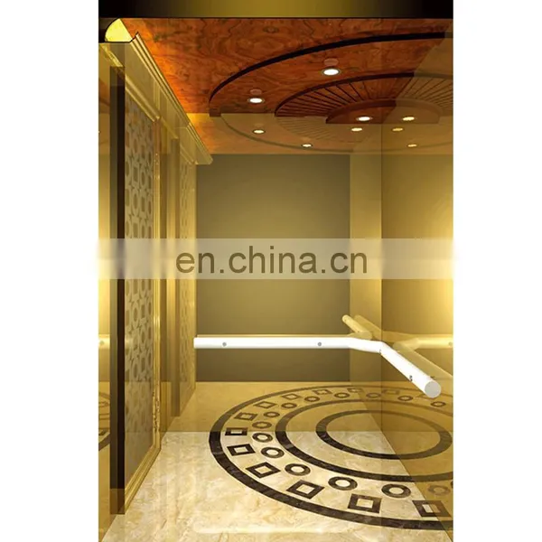 Professional 6 Persons MRL Gearless Mirror Etching Elevator Lift Passenger Cabin photo-5