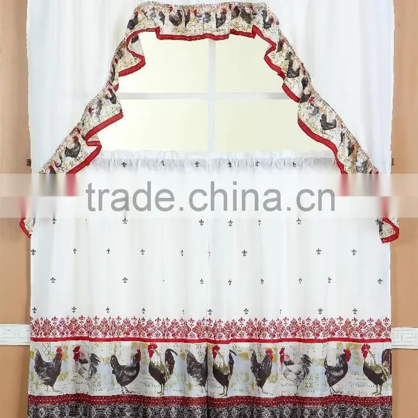 HOT SELLING FASHION STYLE CHEAP PRICE FACTROY MICROFIBER PRINTING KITCHEN CURTAIN SET photo-3