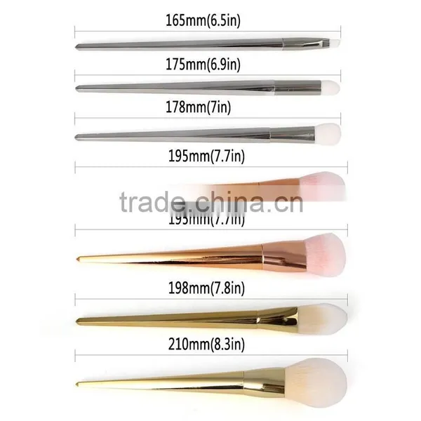 Metal Handle Makeup Brushes Rose Gold 7pcs Hot Sale photo-2