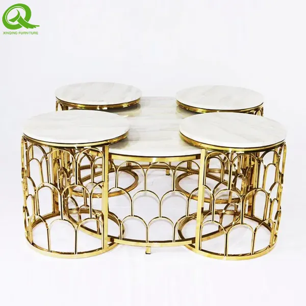 stainless steel glass luxury gold coffee table set of 5 living room furniture coffee table