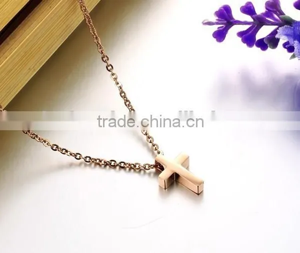 Wholesale New Plating Rose Gold Cross Titanium Steel Necklaces for Woman Pendant Beautiful Gift photo-3