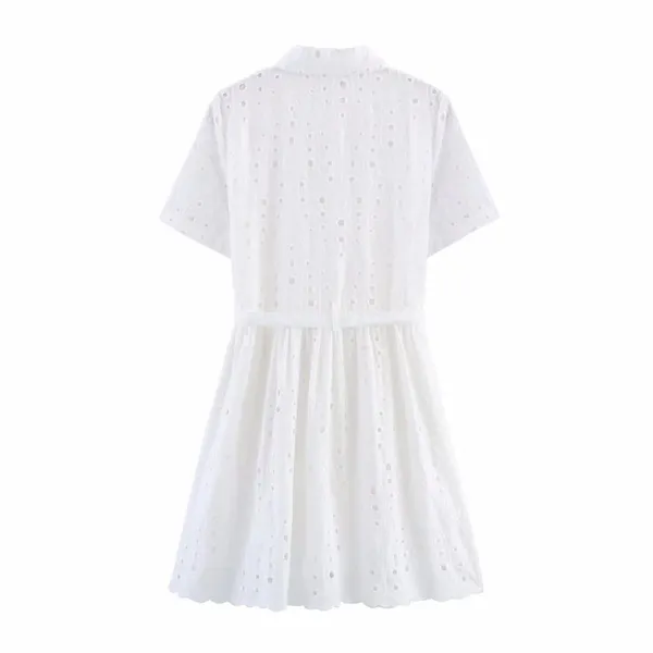 New Women's Clothing European and American Style Fashionable Hollow Embroidery Short Dress photo-2