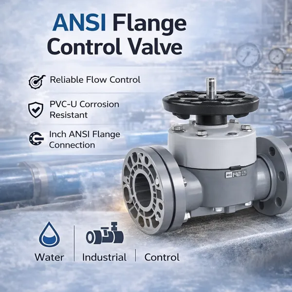 PVC-U Diaphragm Valve ANSI Flange Inch Industrial Water Treatment Valve