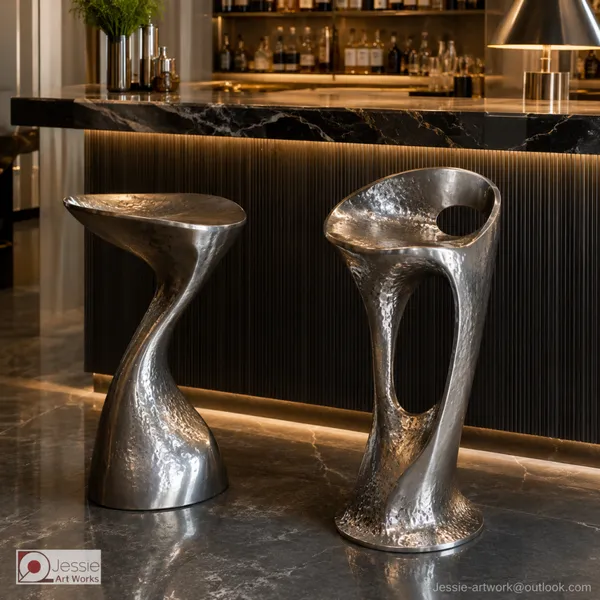 Hammered Stainless Steel Coffee Table photo-4