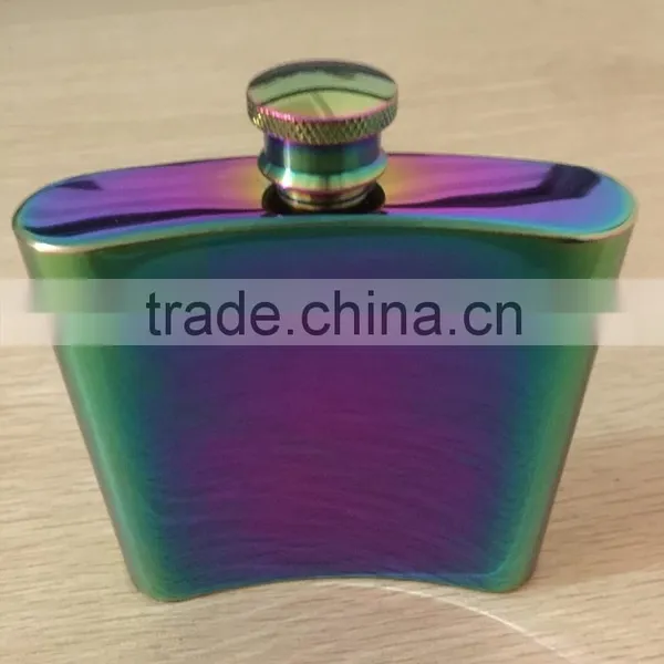 Hip Flask Stainless Steel Flasks Rainbow Iridescent Gold Flask photo-4